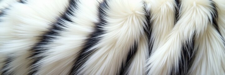 Obraz premium Soft and fluffy white fur with intricate black stripes, texture, white, stripes
