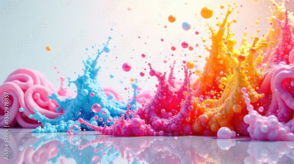 Leinwandbilder vibrant color explosion a dynamic display of pink, blue, and orange liquid splashes intermingling an