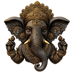 Obraz premium Ganesha's Divine Presence: A beautifully crafted depiction of Ganesha, the revered Hindu deity, radiates with intricate detail and spiritual symbolism.