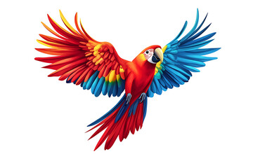 Fototapeta premium full body scarlet macaw with red body on transparency background PNG
