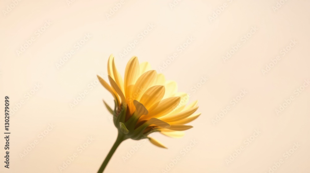 Poster sunlit yellow flower against a soft background creating a peaceful and calming natural composition.