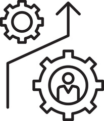 Growth through collaboration and innovation line icon