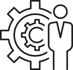 Business person with gear icon representation line icon