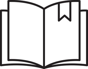 Open book with bookmark illustration line icon