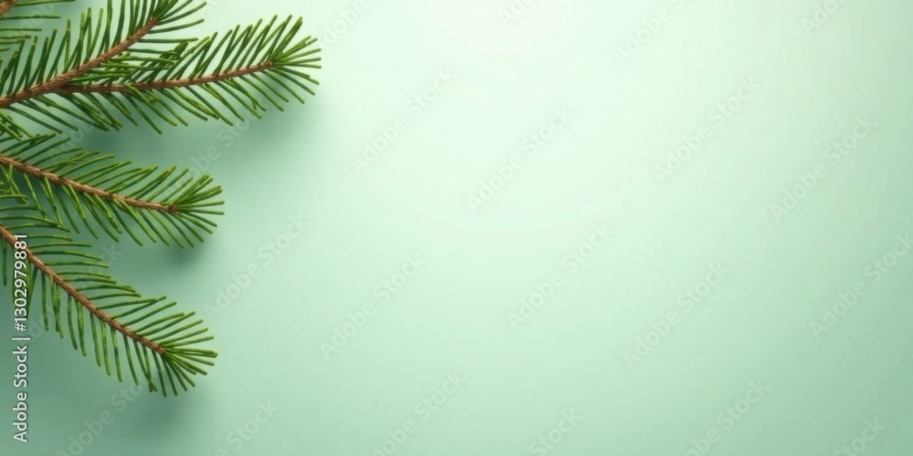 Aufkleber a serene image featuring a sprig of evergreen needles against a pale green backdrop, ideal for a min