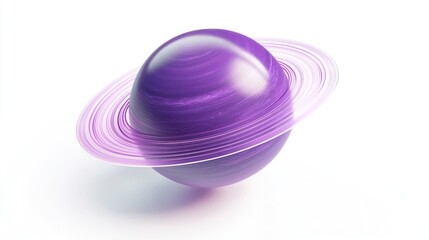 Obraz premium Purple Ring Planet with Glowing Rings on White Background