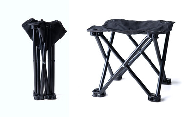 Folding camp chair isolated on white background.