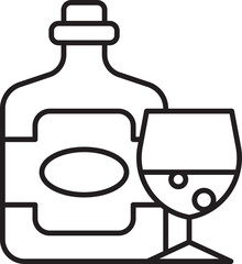 Beverage bottle and glass illustration line icon
