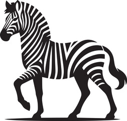 Fototapeta premium black zebra vector illustration, zebra vector, zebra silhouette logo vector, zebra vector black and white background full body