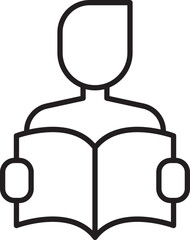Person reading a book illustration line icon