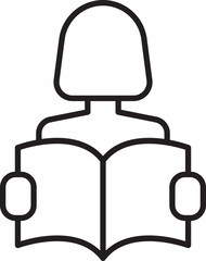 Person reading a book icon illustration line icon