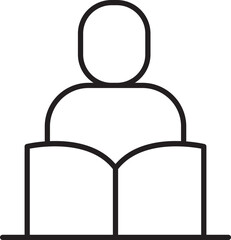 Reading person icon in minimalist style line icon
