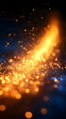 Obraz premium Golden sparks explosion on dark surface