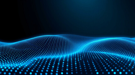 Abstract background digital blue wave with glowing particles, perfect for technology, data visualization, and futuristic design concepts.
