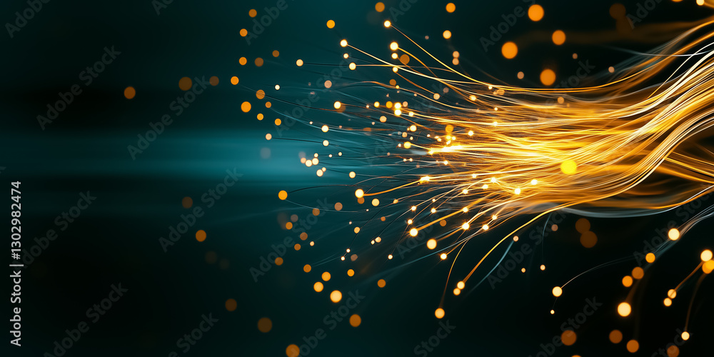 Poster An abstract representation of an AI network simulating brain activity features glowing data streams in motion, creating an energetic and colorful display