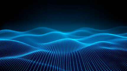 Background abstract digital blue wave with glowing particles, futuristic concept, perfect for technology, innovation, or data-driven design projects.