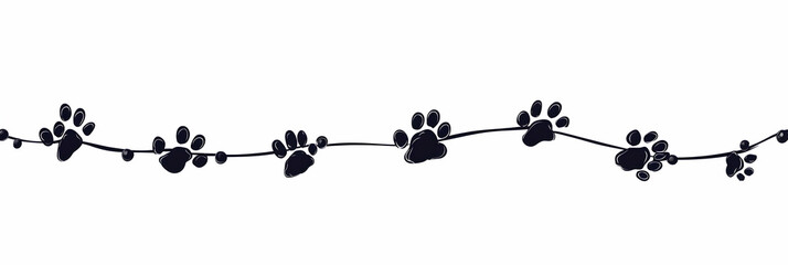 cat paw in black color, isolated on a white background