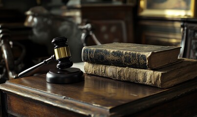 Gavel and law books on a table, representing the parallelism of the justice system in society
