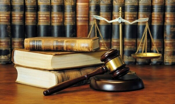Gavel and law books on a table, representing the parallelism of the justice system in society