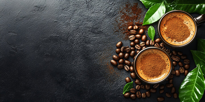 Perfectly Roasted Coffee Beans in Warm, Earthy Tones, coffee bean, banner, background, coffee, brown, espresso, drink, coffee, caffeine, generative ai