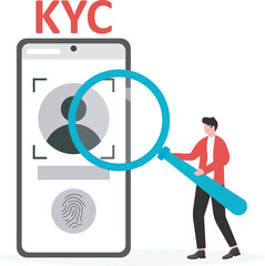 KYC or know your customer with business verifying the identity of its clients concept.vector illustrator

