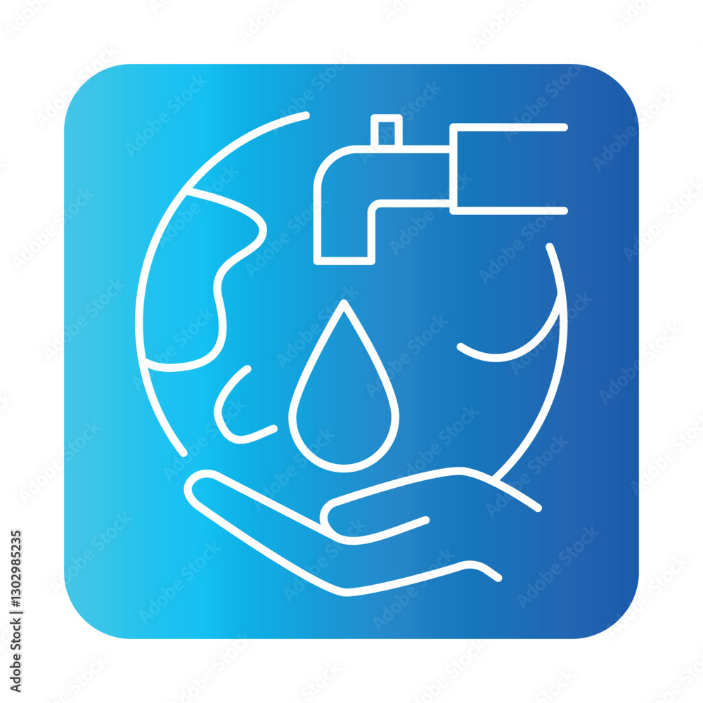 Poster water consumption color line icon for digital and print projects. minimal clean icons for apps and w