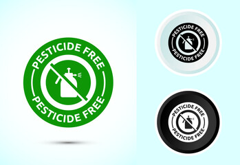 Pesticide free icon design illustration. Certified natural product sticker symbol illustration. Color black and white