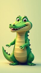 Fototapeta premium Cute low poly crocodile illustration for children's books or games, books, games