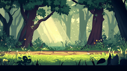 Sunlit Forest Platformer Scene