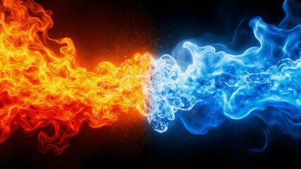 Fototapeta premium Abstract Collision of Fire and Ice Representing the Eternal Struggle Between Opposing Forces