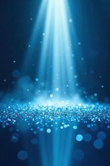 Celestial Sparkle A Shimmering Blue Glitter Background with Glowing Light Rays and Scattered Stars