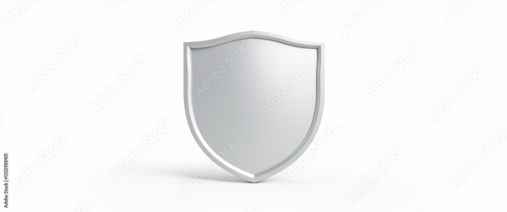 Poster simple white shield with a subtle gray border represents security and protection.