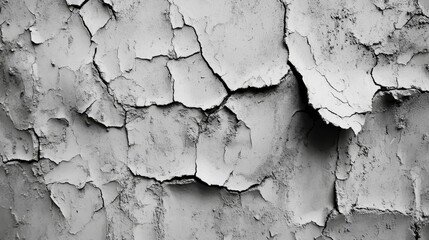 Obraz premium Peeling textured wall showing cracks and damage.