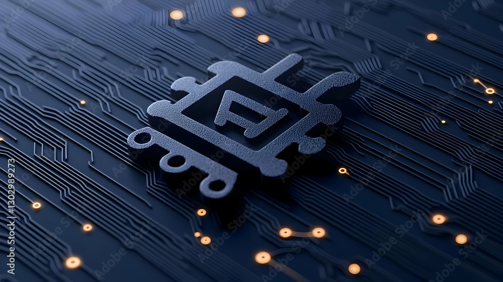 Poster futuristic microchip design on technology circuit board background