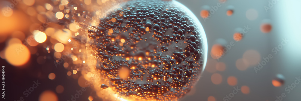Fototapete A spherical structure displays a dynamic data matrix, with shifting patterns and vibrant colors creating an enchanting visual experience that captivates the viewer