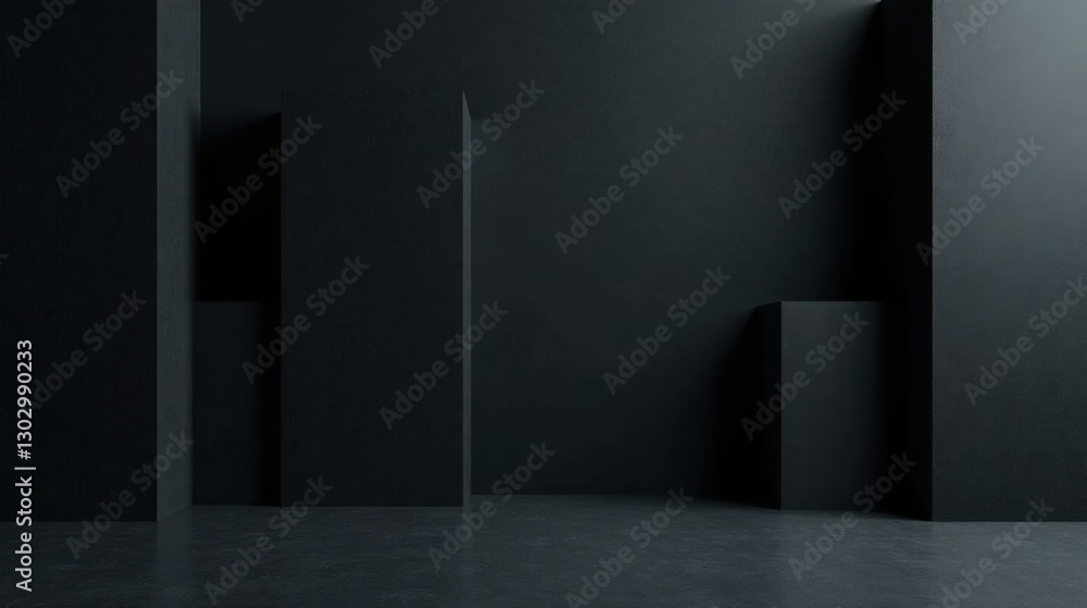 Aufkleber abstract dark room minimalist architectural design with geometric shapes and shadow play