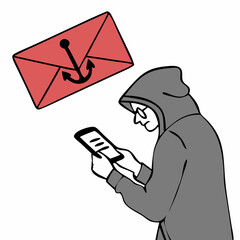 email hack and scam malware spreading virus on message alert virtual on mobile phone