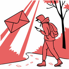 email hack and scam malware spreading virus on message alert virtual on mobile phone