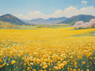 Fototapeta premium Canola Flower Field (paint)