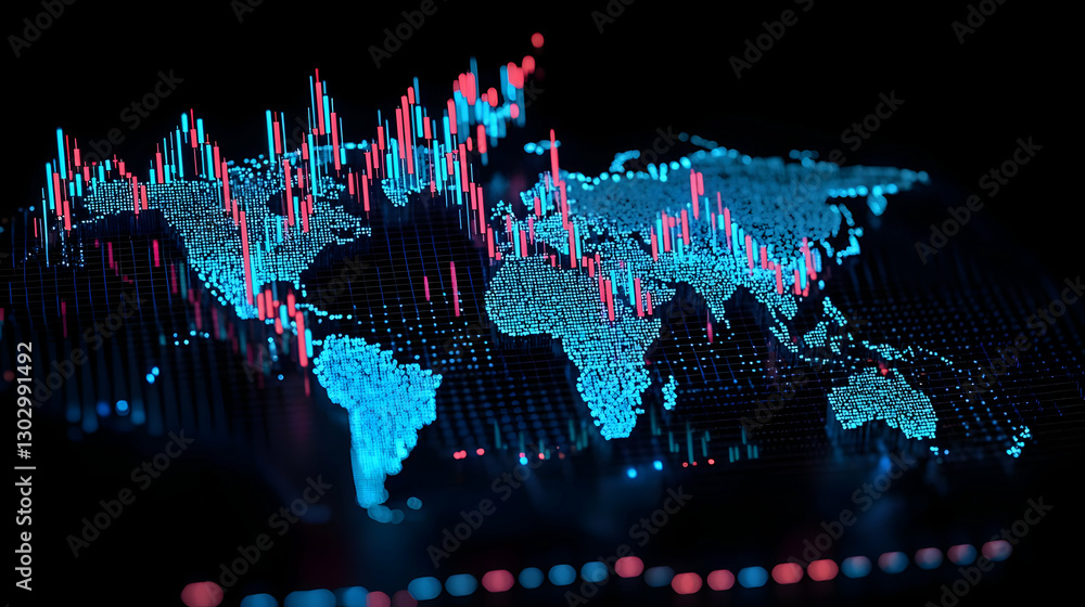 Poster global financial market data visualization with dynamic charts