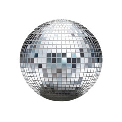 classic silver disco ball on transparent background