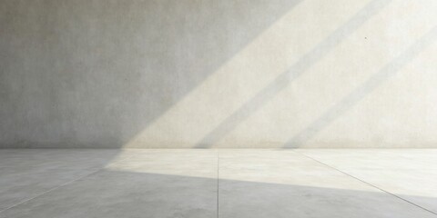 Empty Room with Light and Shadow Patterns on Concrete Floor and Wall