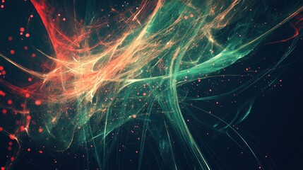 Abstract Energy Flow with Green and Red Light Streaks on Dark