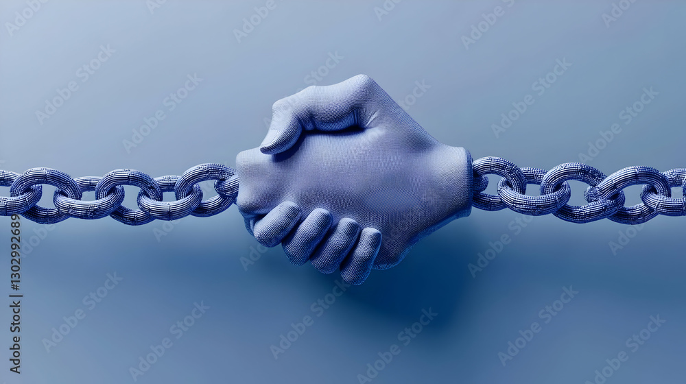 Poster interconnected hands and chains symbolizing unity and strength
