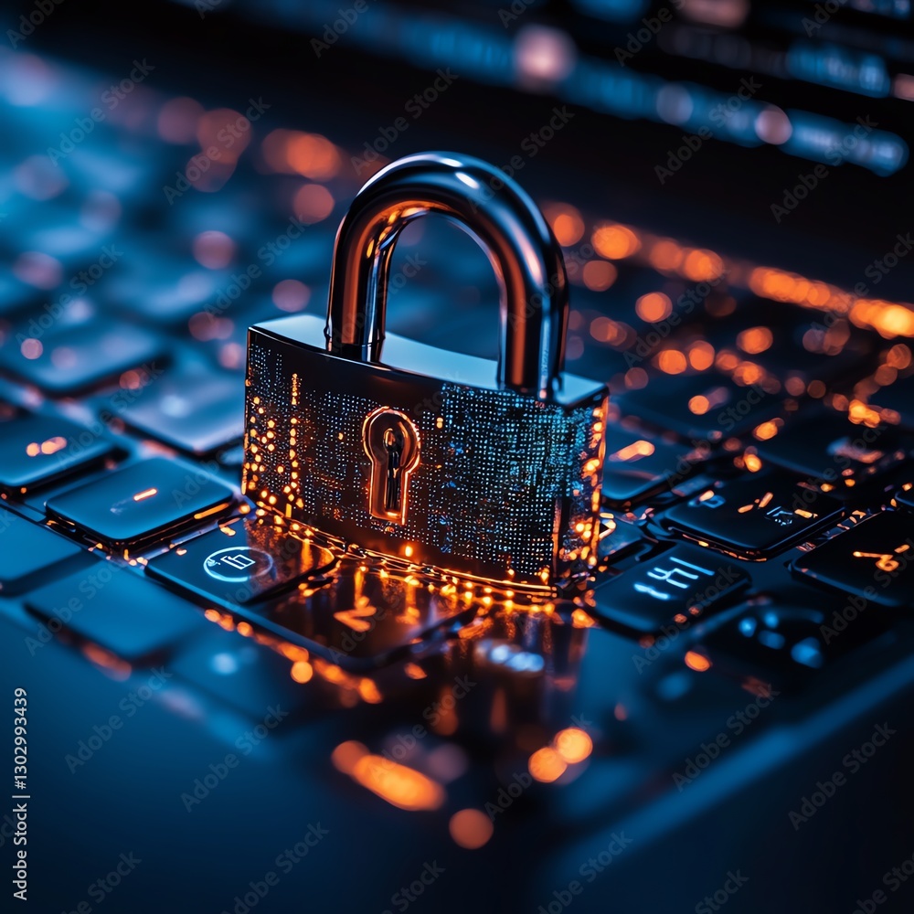 Aufkleber padlock symbolizing data security on a laptop