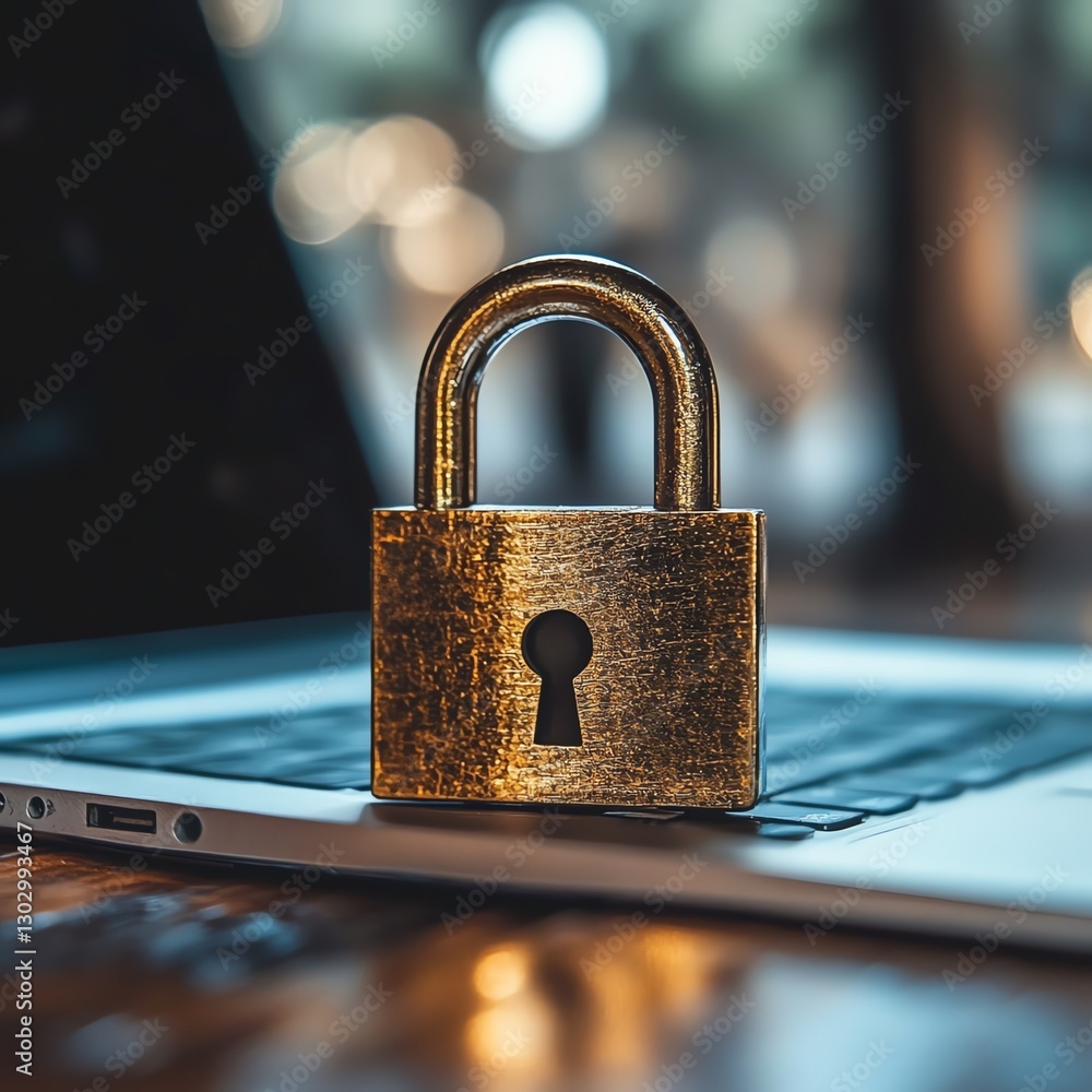 Aufkleber padlock symbolizing data security on a laptop