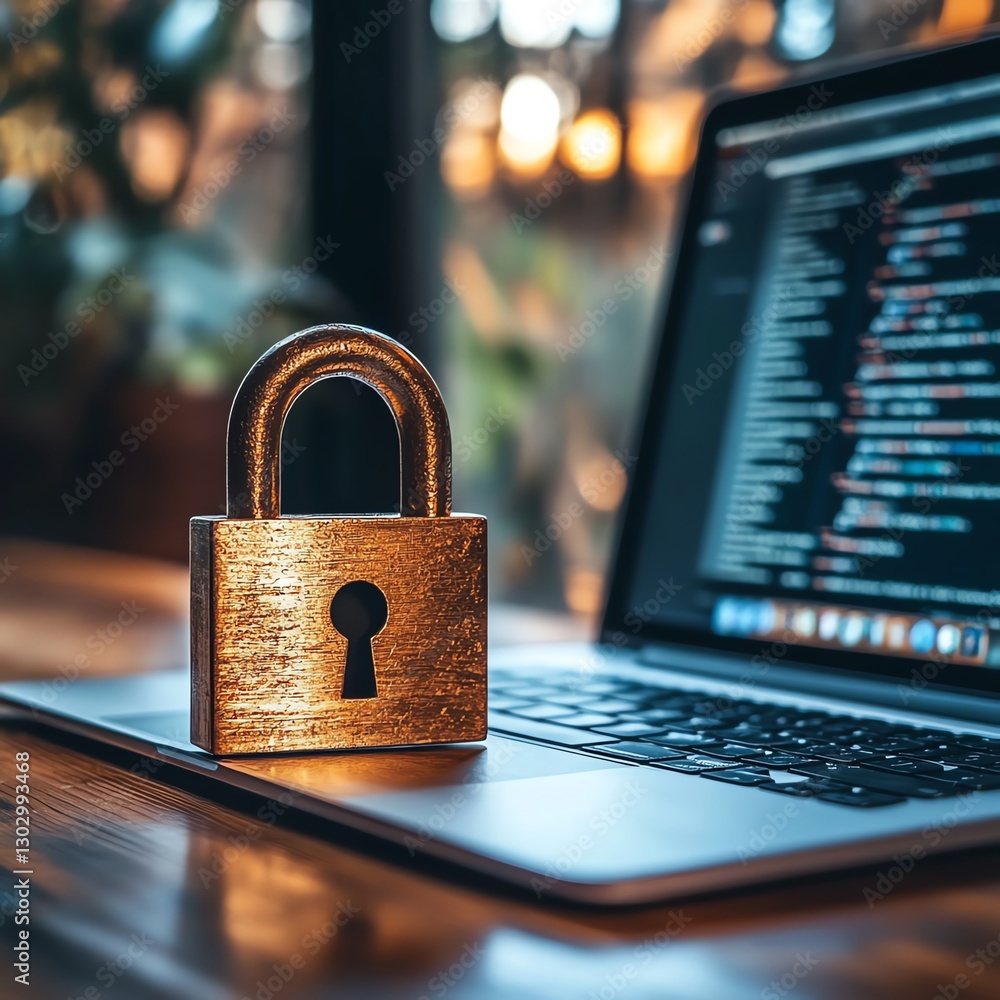 Aufkleber Padlock symbolizing data security on a laptop