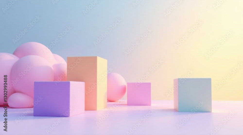 Aufkleber Pastel-Colored Geometric Shapes Arranged on a Smooth Surface in a Soft Light Setting