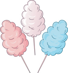 cotton candy floss flat vector illustration clipart
