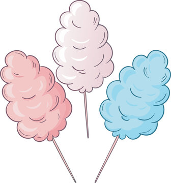 cotton candy floss flat vector illustration clipart